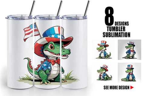 Tumbler Wrap Patriotic Alligator Sublimation artnoy 