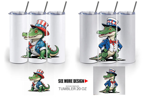 Tumbler Wrap Patriotic Alligator Sublimation artnoy 