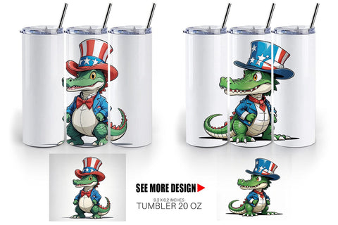 Tumbler Wrap Patriotic Alligator Sublimation artnoy 