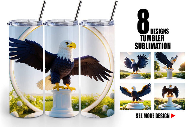 Tumbler Wrap Patriotic Bald Eagle Sublimation artnoy 