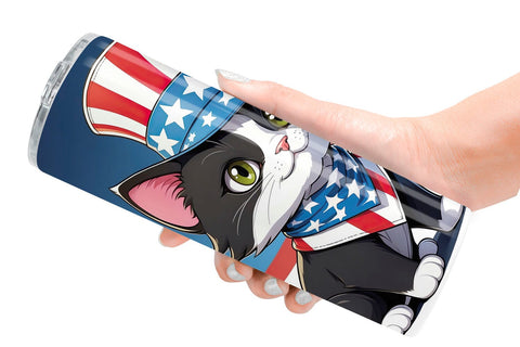 Tumbler Wrap Patriotic Cat Sublimation artnoy 