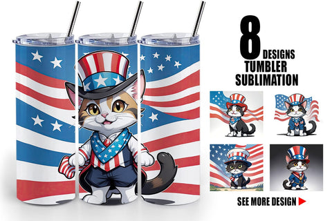 Tumbler Wrap Patriotic Cat Sublimation artnoy 