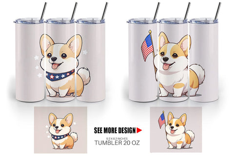 Tumbler Wrap Patriotic Corgi Sublimation artnoy 