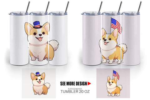 Tumbler Wrap Patriotic Corgi Sublimation artnoy 