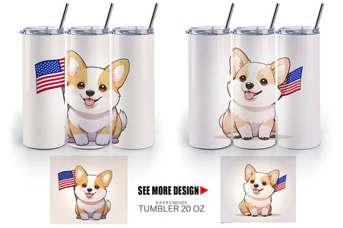 Tumbler Wrap Patriotic Corgi Sublimation artnoy 