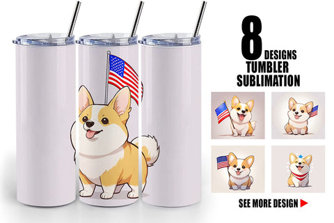 Tumbler Wrap Patriotic Corgi Sublimation artnoy 