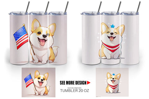 Tumbler Wrap Patriotic Corgi Sublimation artnoy 