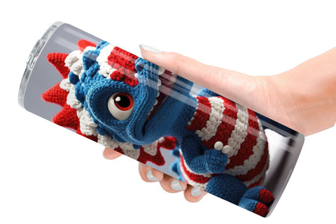 Tumbler Wrap Patriotic Dinosaur Crochet Sublimation artnoy 