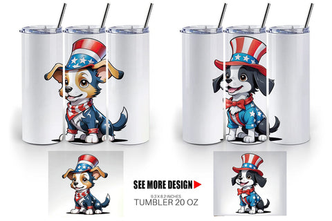 Tumbler Wrap Patriotic Dog Sublimation artnoy 