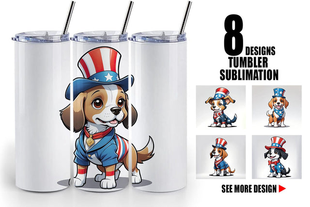 Tumbler Wrap Patriotic Dog Sublimation artnoy 