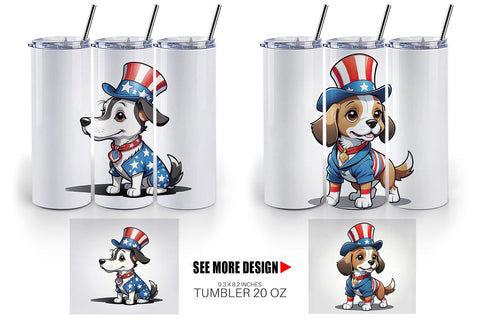 Tumbler Wrap Patriotic Dog Sublimation artnoy 