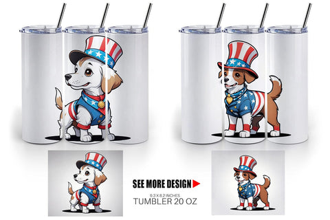 Tumbler Wrap Patriotic Dog Sublimation artnoy 