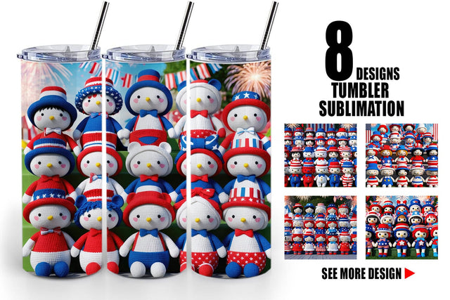 Tumbler Wrap Patriotic Dolls Crochet Sublimation artnoy 