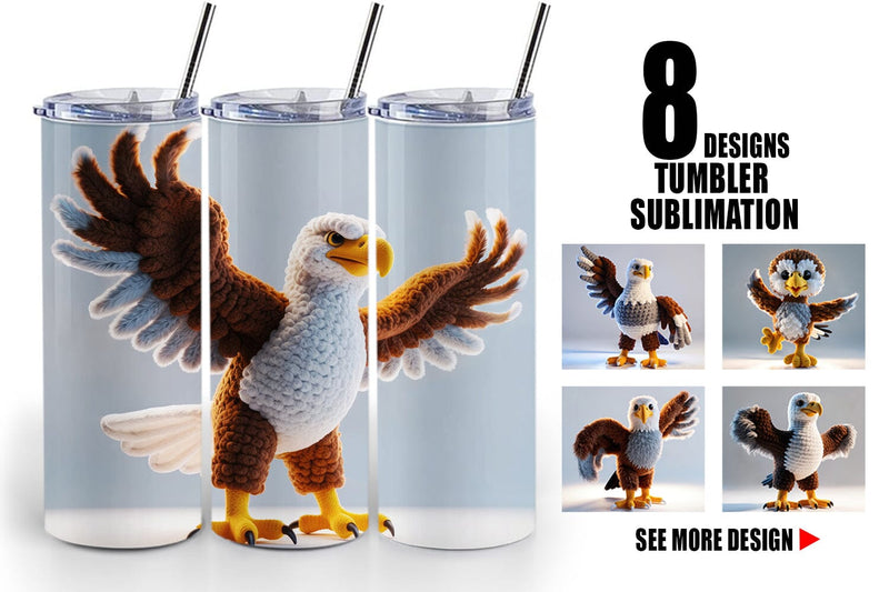 Tumbler Wrap Patriotic Eagle Crochet Sublimation artnoy 