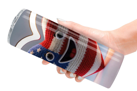 Tumbler Wrap Patriotic Heart Crochet Sublimation artnoy 