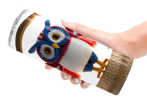 Tumbler Wrap Patriotic Owl Crochet Sublimation artnoy 
