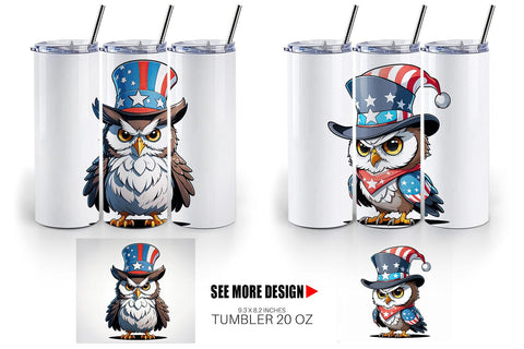 Tumbler Wrap Patriotic Owl Sublimation artnoy 
