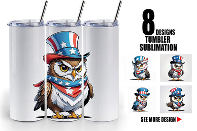 Tumbler Wrap Patriotic Owl Sublimation artnoy 