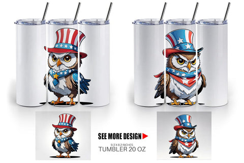 Tumbler Wrap Patriotic Owl Sublimation artnoy 