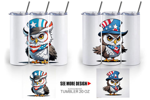 Tumbler Wrap Patriotic Owl Sublimation artnoy 