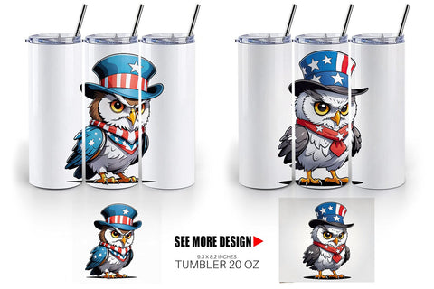 Tumbler Wrap Patriotic Owl Sublimation artnoy 