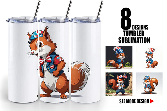Tumbler Wrap Patriotic Red Squirrel Sublimation artnoy 