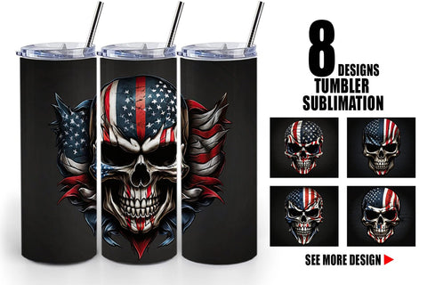 Tumbler Wrap Patriotic Skull Sublimation artnoy 