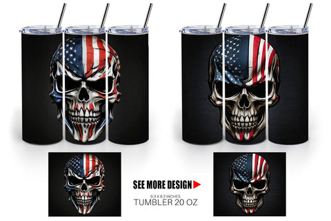 Tumbler Wrap Patriotic Skull Sublimation artnoy 