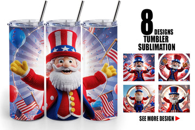Tumbler Wrap Patriotic Uncle Sam Crochet Sublimation artnoy 