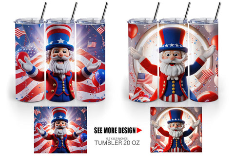 Tumbler Wrap Patriotic Uncle Sam Crochet Sublimation artnoy 