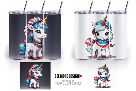 Tumbler Wrap Patriotic Unicorn Sublimation artnoy 