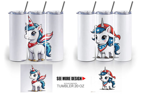 Tumbler Wrap Patriotic Unicorn Sublimation artnoy 