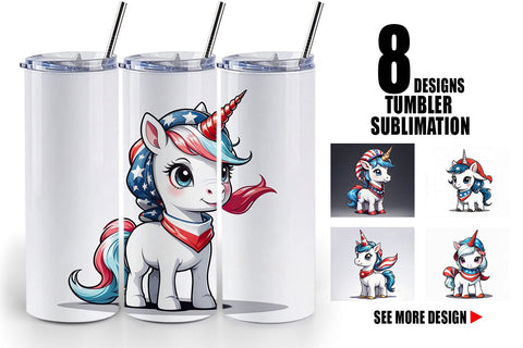 Tumbler Wrap Patriotic Unicorn Sublimation artnoy 