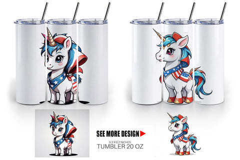 Tumbler Wrap Patriotic Unicorn Sublimation artnoy 