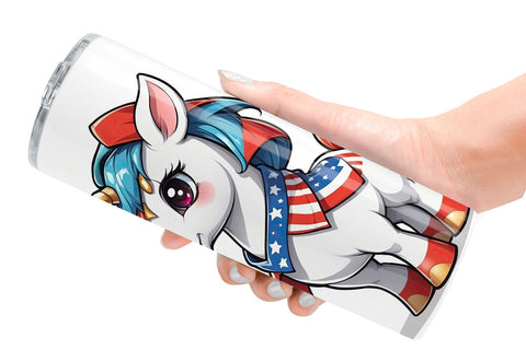 Tumbler Wrap Patriotic Unicorn Sublimation artnoy 