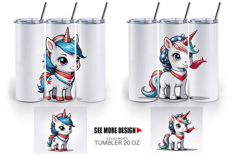 Tumbler Wrap Patriotic Unicorn Sublimation artnoy 