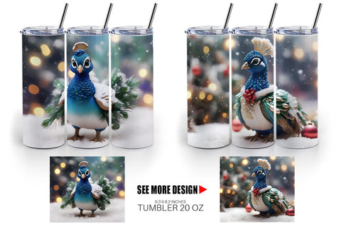 Tumbler Wrap Peacock Christmas Sublimation artnoy 