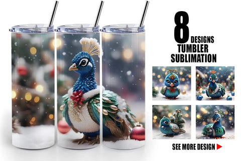 Tumbler Wrap Peacock Christmas Sublimation artnoy 