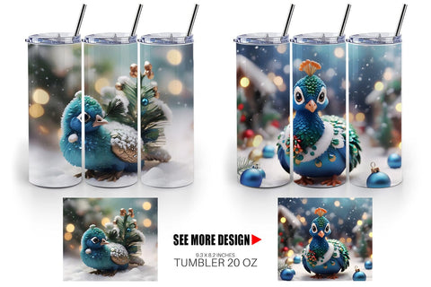 Tumbler Wrap Peacock Christmas Sublimation artnoy 