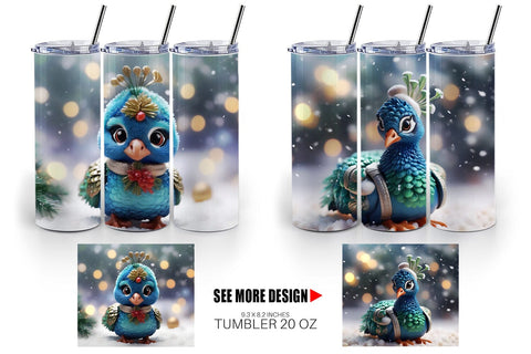 Tumbler Wrap Peacock Christmas Sublimation artnoy 