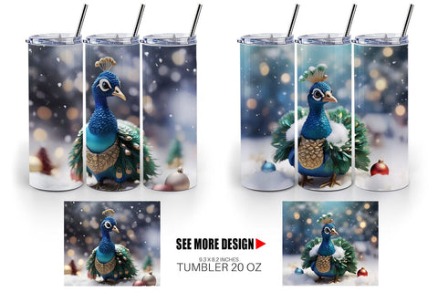 Tumbler Wrap Peacock Christmas Sublimation artnoy 