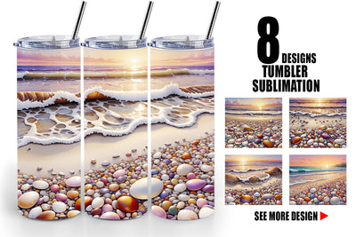 Tumbler Wrap Pebbles and Shells Sublimation artnoy 
