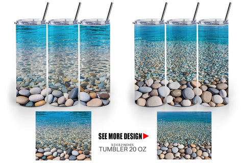 Tumbler Wrap Pebbles and Water Sublimation artnoy 
