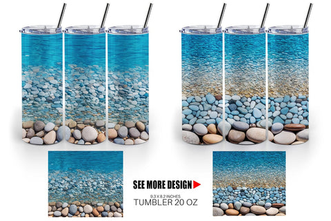 Tumbler Wrap Pebbles and Water Sublimation artnoy 