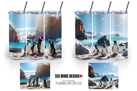 Tumbler Wrap Penguins Summer Sublimation artnoy 
