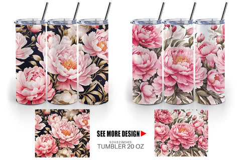 Tumbler Wrap Peony Pattern Sublimation artnoy 