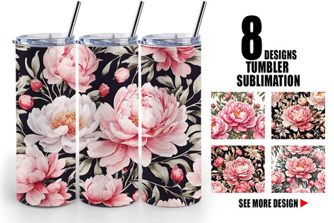 Tumbler Wrap Peony Pattern Sublimation artnoy 