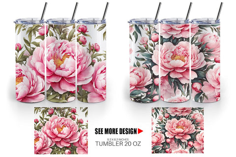 Tumbler Wrap Peony Pattern Sublimation artnoy 