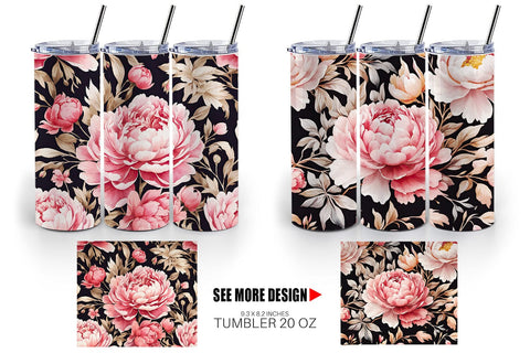 Tumbler Wrap Peony Pattern Sublimation artnoy 