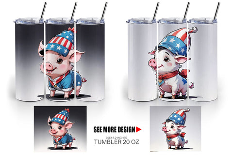 Tumbler Wrap Pig 4th of July Sublimation artnoy 